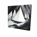 Fondo 32 x 32 in. Greyscale Boats In A Storm-Print on Canvas FO2793400